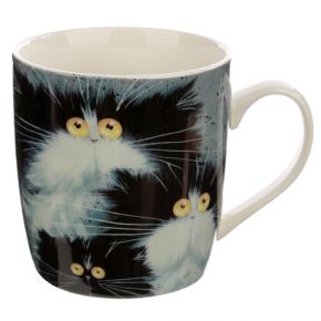 Taza con Tapa para Infusiones de Porcelana Navidad Kim Haskins Elfo y Gato