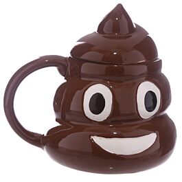 Taza de Cerámica 3D con Forma y Tapa Forma Emotive / Emoticono Caca