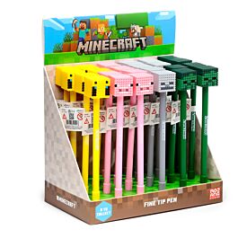 Bolígrafo de Punta Fina con Tope de Silicona Minecraft Cerdo/Abeja/Zombie/Esqueleto 