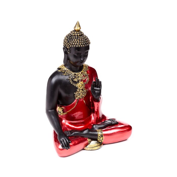 Figura de Buda Tailandés en Rojo, Negro y Oro