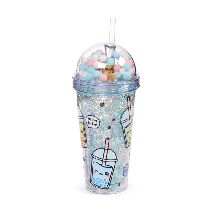 Vaso de Plástico de Doble Pared con Pajita y Adornos Té con Burbujas Foodiemals
