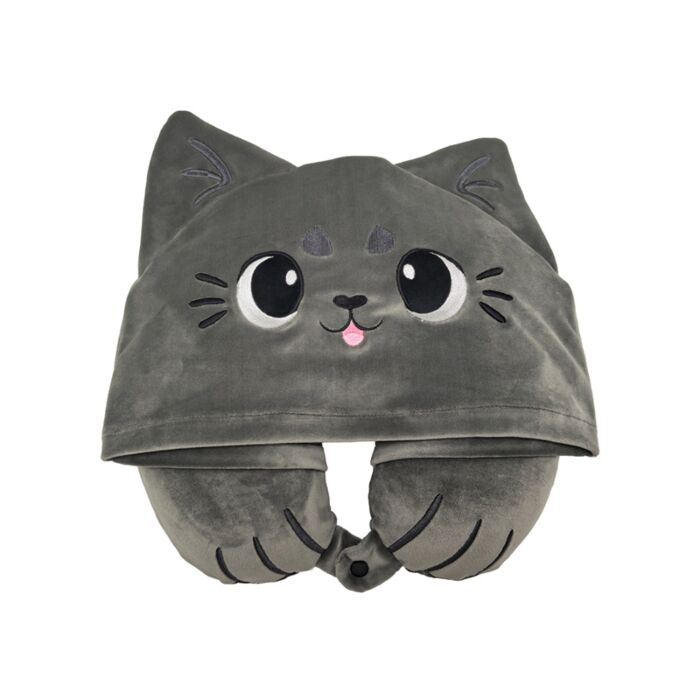 Almohada de Viaje con Memoria y Capucha Hoodeazzz Gatos Beans & Co 