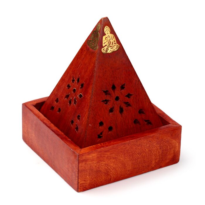 Quemador de Incienso para Conos de Madera de Mango Caja Pirámide Buda