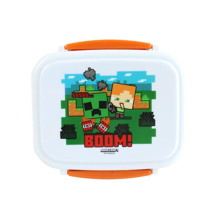 Fiambrera Táper Bento con Cierre en Click y Cubiertos Minecraft SSS