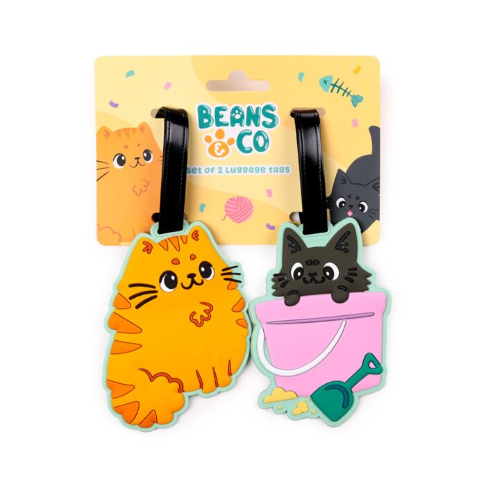 Set de 2 Etiquetas de Equipaje de PVC Gatos Beans & Co