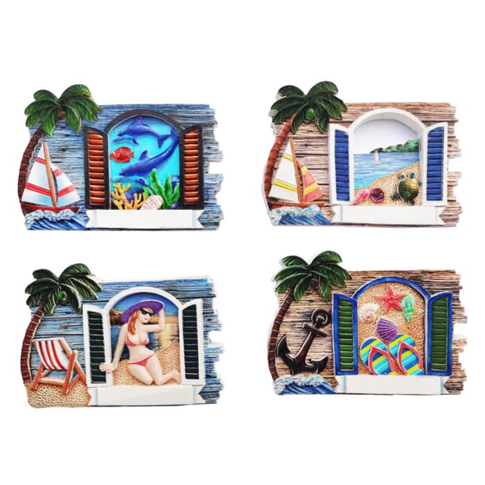 Imán Souvenir la Costa Impresión 3D Paisaje desde Contraventana