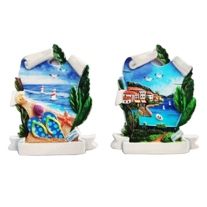 Imán Souvenir la Costa Impresión 3D Paisaje en Pergamino 