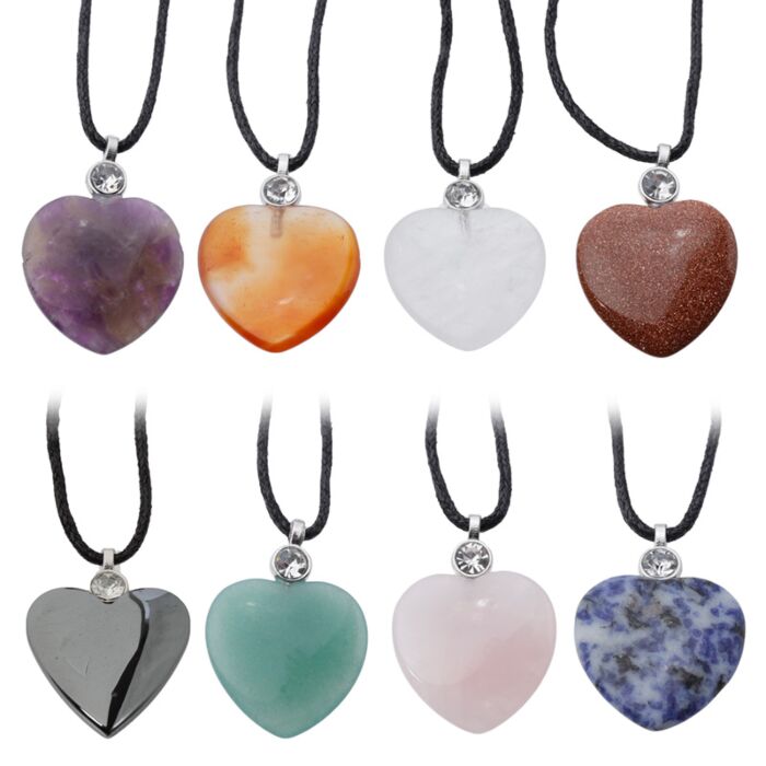 Collar Piedra Curación con Forma de Corazón