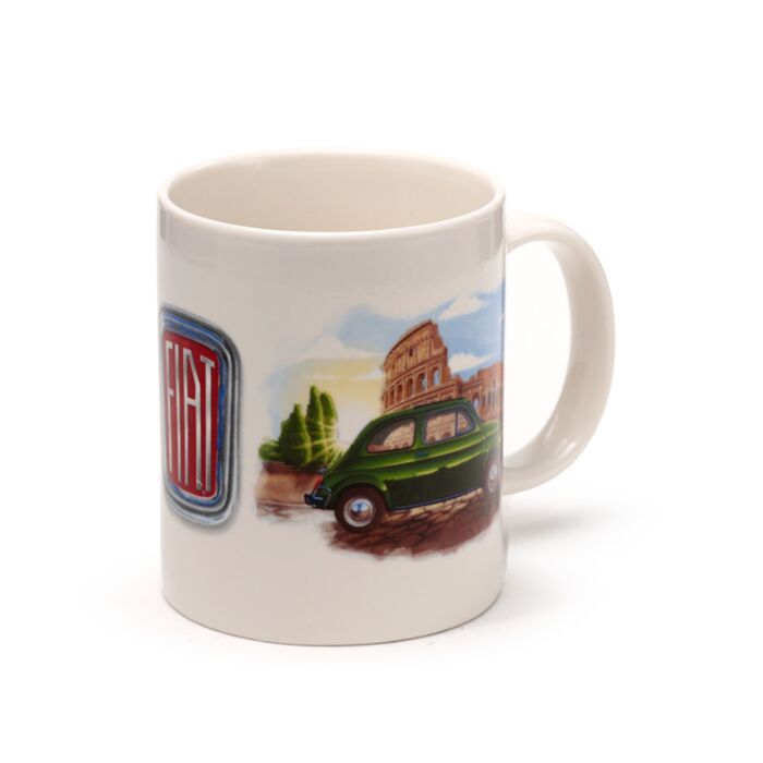Taza de Porcelana Coche Fiat 500 Roma y Riviera