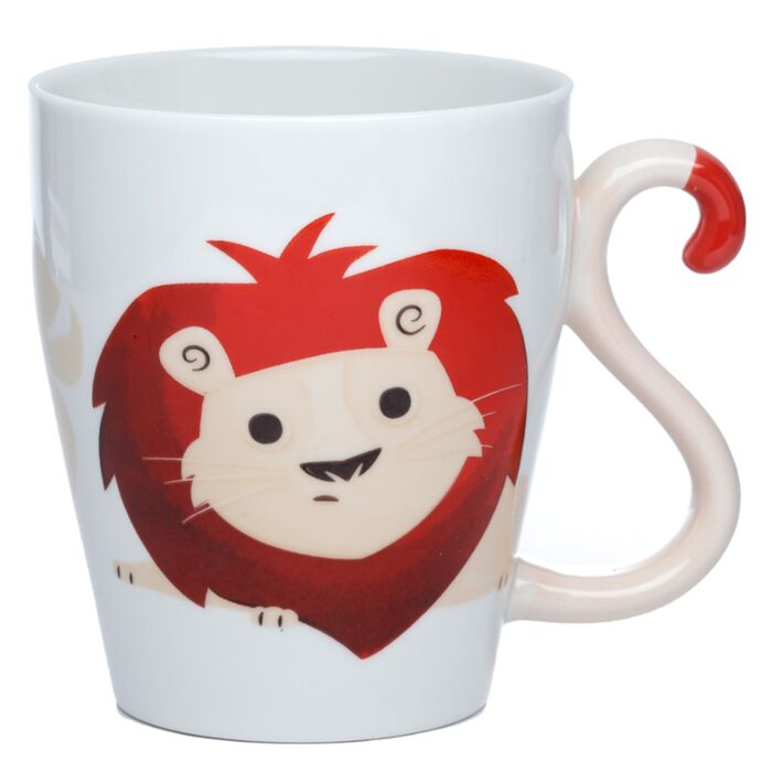 Taza de Porcelana Asa con Forma de Cola de León Zooniverse