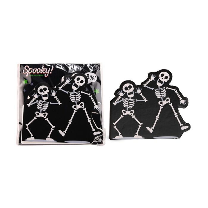 Paquete de 12 servilletas de Papel  Halloween Esqueleto