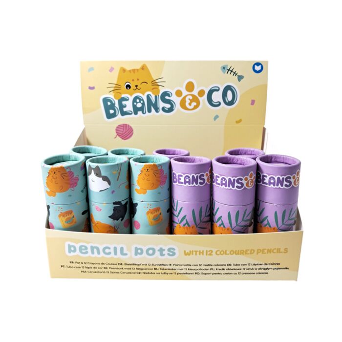 Tubo con Lápices de Colores Gatos Beans & Co