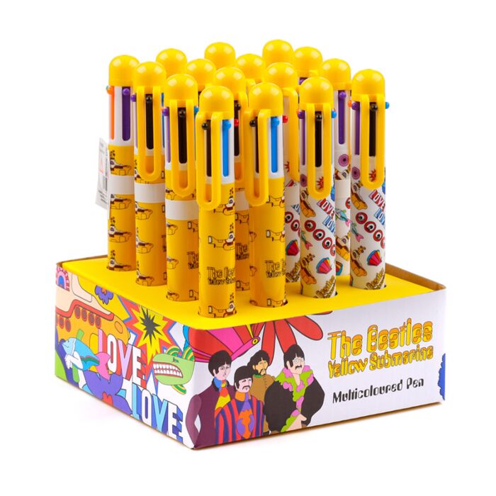 Bolígrafo Multicolor con 6 Colores y Accesorio PVC Los Beatles Yellow Submarine