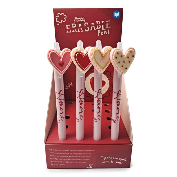 Bolígrafo Borrable Inkredible con Tope de Silicona Corazones Amore