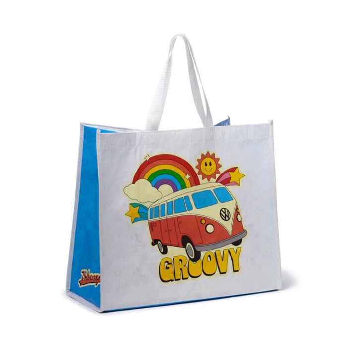 Bolsa de la Compra Reutilizable RPET Caravana Volkswagen VW T1 Camper Olas Retro