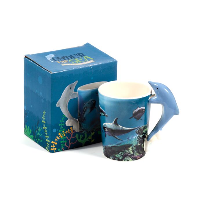 Taza de Cerámica Asa con Forma de Delfín Lisa Parker 