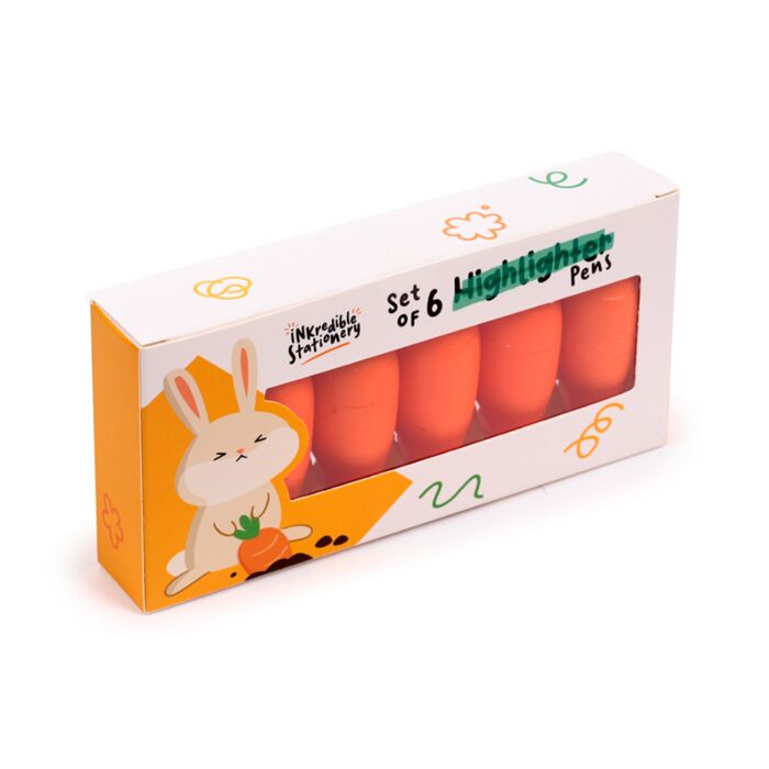 Set de 6 Subrayadores Inkredible con forma de Zanahoria