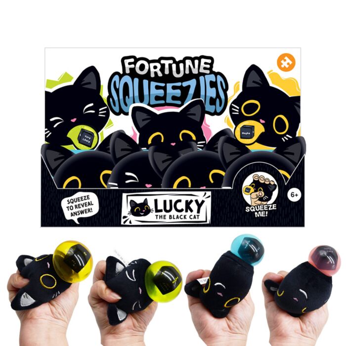 Juguete Estrujable de Peluche Queasy Squeezies Lucky the Black Cat