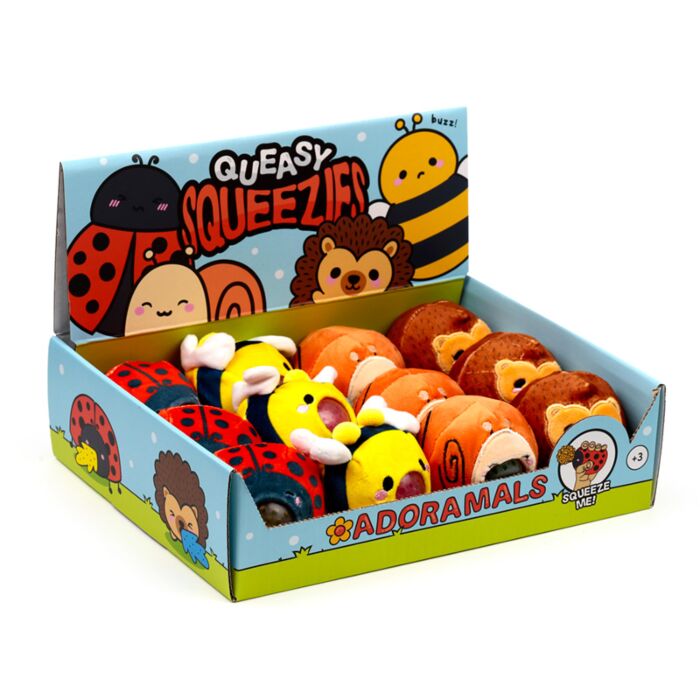 Juguete Estrujable de Peluche Queasy Squeezies Animales de Jardín Adoramals