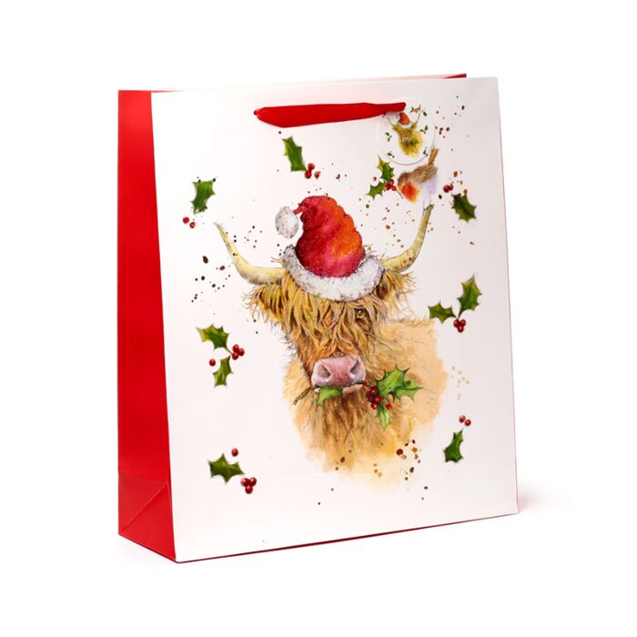 Bolsa de Regalo Navidad Vaca de las Highland Coo Jan Pashley Extra Grande