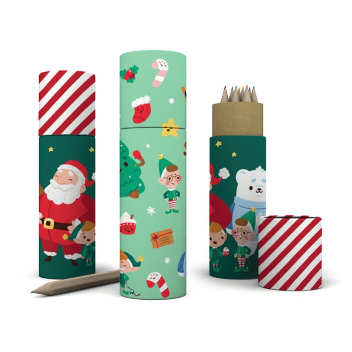 Tubo con 12 Lápices de Colores Surtidos Navidad Jingle Bunch 