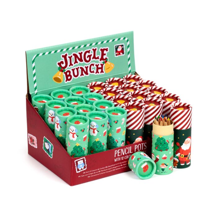 Tubo con 12 Lápices de Colores Surtidos Navidad Jingle Bunch 