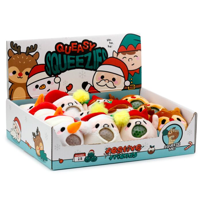 Juguete Estrujable de Peluche Queasy Squeezies Amigos Festivos Navideños