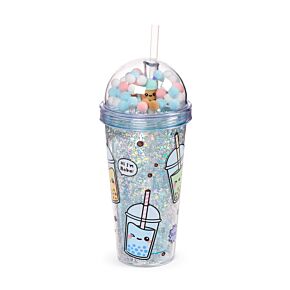 Vaso de Plástico de Doble Pared con Pajita y Adornos Té con Burbujas Foodiemals