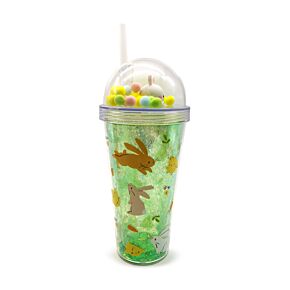 Vaso de Plástico de Doble Pared con Pajita y Adornos de Pascua Springtime 