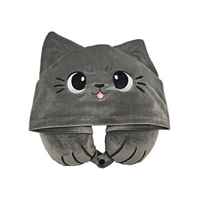 Almohada de Viaje con Memoria y Capucha Hoodeazzz Gatos Beans & Co 