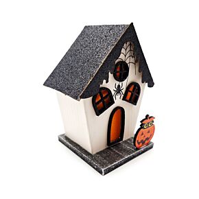 Casa Decorativa LED de Halloween Casa de Calabaza Espeluznante y Araña
