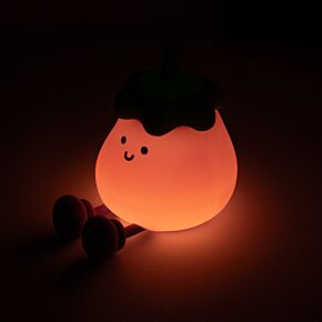 Lámpara LED Foodiemals Berenjena con Luz Nocturna y Soporte para Móvil