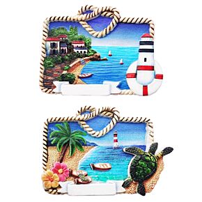 Imán Souvenir la Costa Impresión 3D Paisaje en Marco de Cuerda