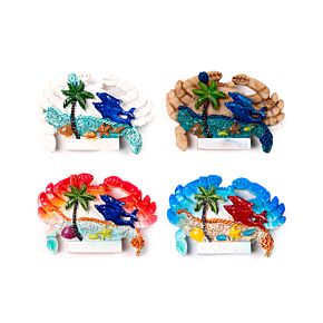 Imán de Souvenir Costa con Cangrejos, Conchas Marinas y Delfines