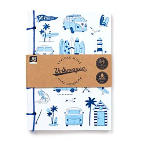 Libreta A5 de Papel Piedra a Rayas Caravana VW Volkswagen T1 Camper Playa