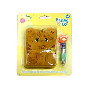 Mini Bloc de Notas de Peluche Gatos Beans & Co con Bolígrafo Multicolor 4 Colores
