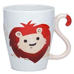 Taza de Porcelana Asa con Forma de Cola de León Zooniverse