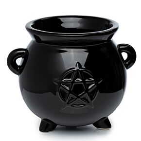 Macetero de Cerámica con Forma Caldero de las Brujas Negro