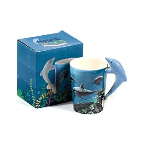 Taza de Cerámica Asa con Forma de Delfín Lisa Parker 