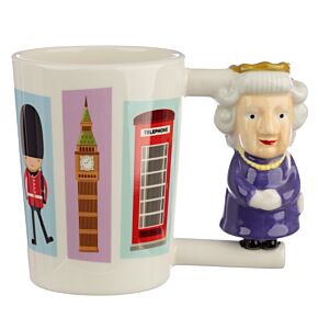 Taza de Cerámica Asa con Forma de Reina de Inglaterra