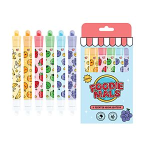 Set de 6 Subrayadores Borrables Perfumados Frutas Foodiemals 