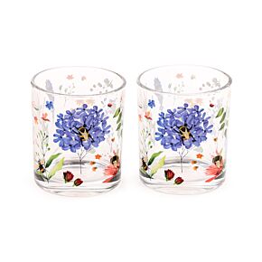 Juego de Dos Vasos de Cristal Abejas y Néctar