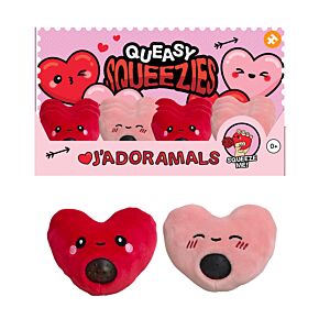 Juguete Estrujable de Peluche Queasy Squeezies Corazones Amore 