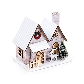 Casa Decorativa LED de Navidad Casa de Abedul Plateado de Fachada Doble