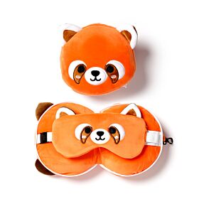 Almohada de Viaje con Antifaz Relaxeazzz Oso Panda Rojo Adoramals Almohada de Viaje con Antifaz Relaxeazzz Oso Panda Rojo Adoramals