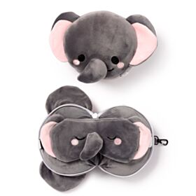 Almohada de Viaje con Antifaz Relaxeazzz Elefante Janu Adoramals