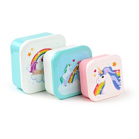 Set de 3 Fiambreras Táper Infantiles Unicornio Aroíris