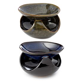 Quemador de Aceite de Cerámica Forma Abstracta y Moteada Oscuro