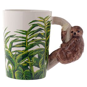 Taza de Cerámica Asa con Forma de Oso Perezoso en la Jungla