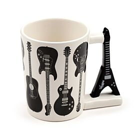 Taza de Cerámica Asa con Forma de Guitarra Negra Headstock Taza de Cerámica Asa con Forma de Guitarra Negra Headstock